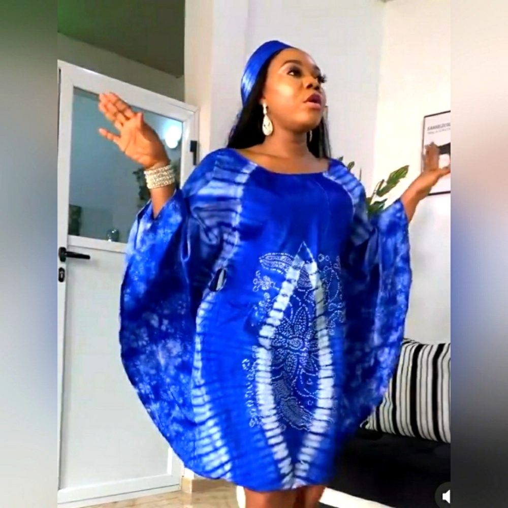 Ankara mini boubou in color purple